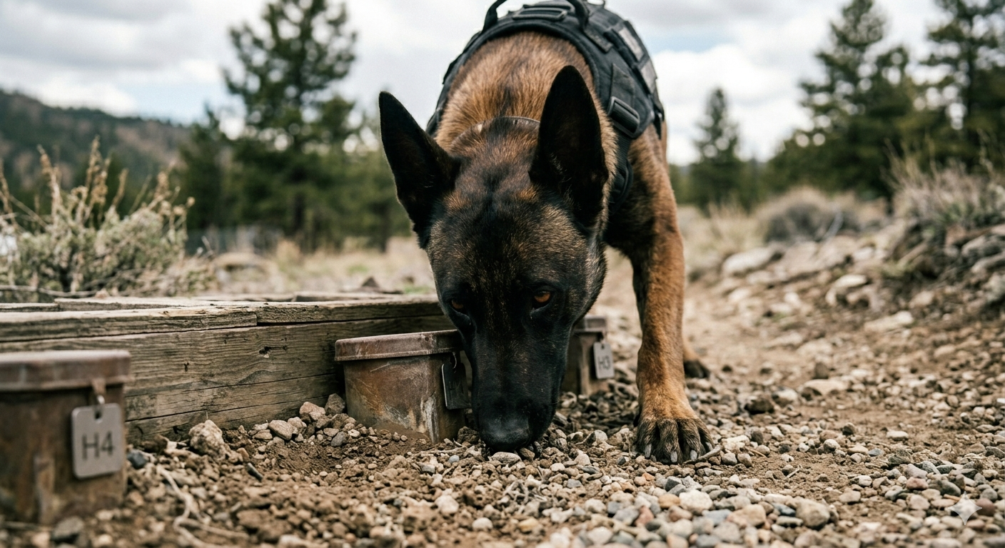 Dog in protection training